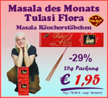 Tulasi Flora Masala Räucherstäbchen. Ein orienalischer Duft, der den Sommer mit Duft erfüllt.